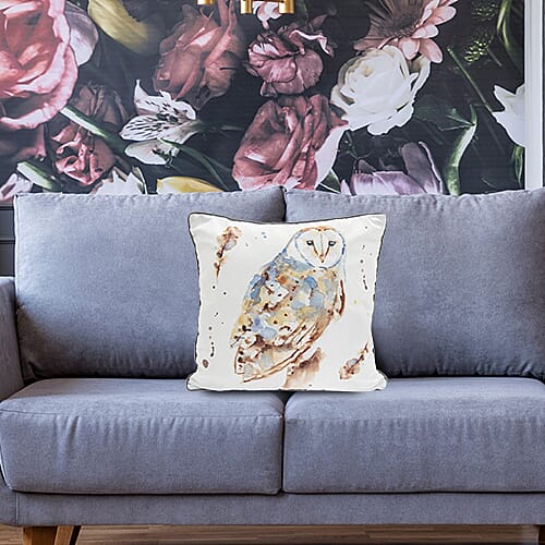Lesser &  Pavey Country Life Owl Cushion (Size 43x43x10cm) - White