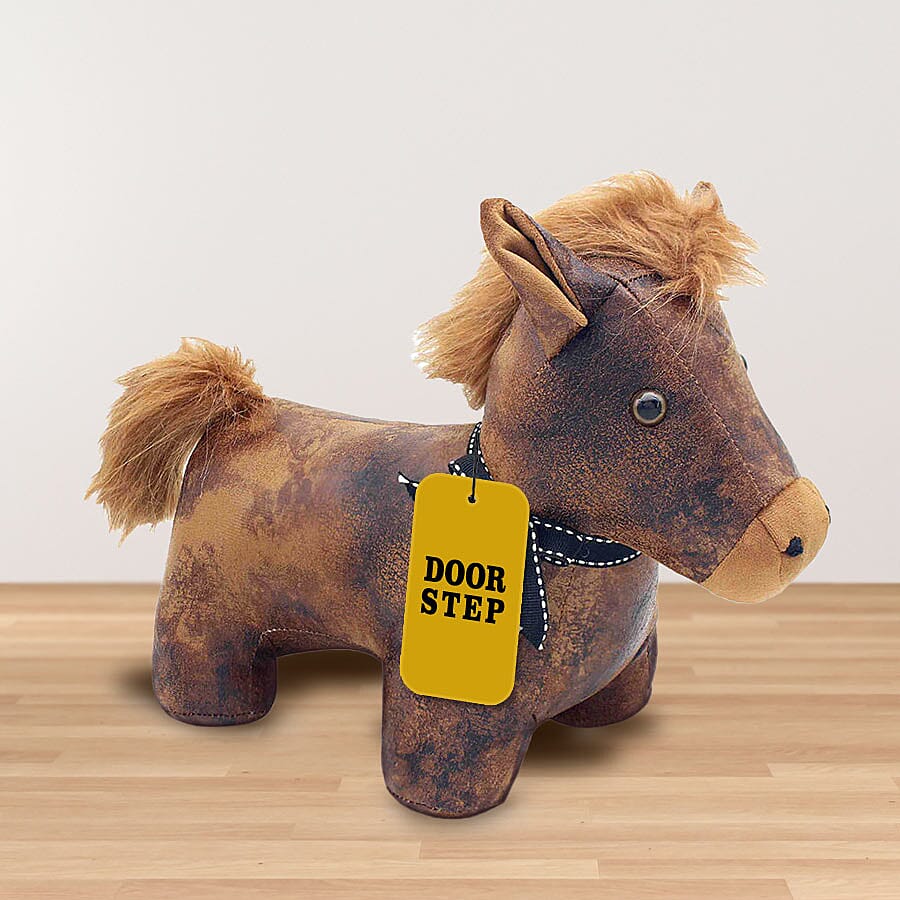 Lesser & Pavey - Faux Leather Pony Doorstop in White (Size 36x24x22 Cm)