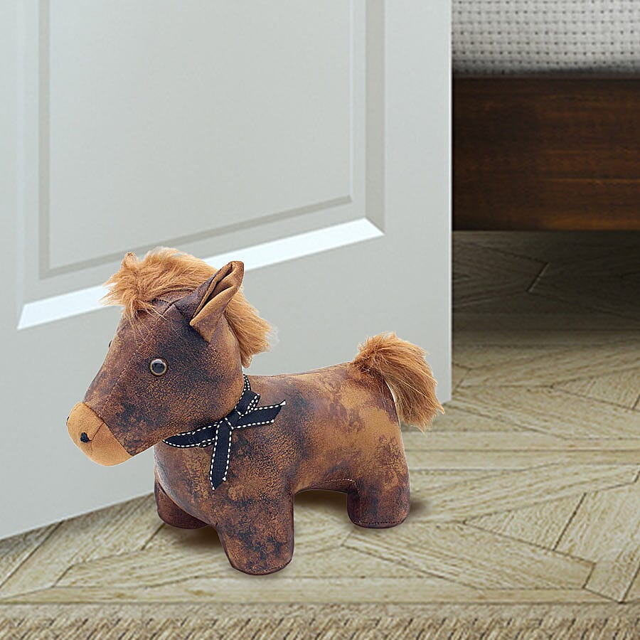Lesser & Pavey - Faux Leather Pony Doorstop in White (Size 36x24x22 Cm)