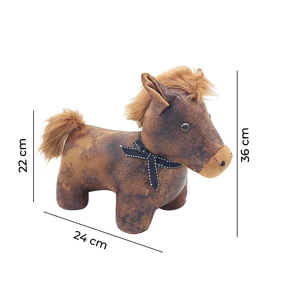 Lesser & Pavey - Faux Leather Pony Doorstop in White (Size 36x24x22 Cm)