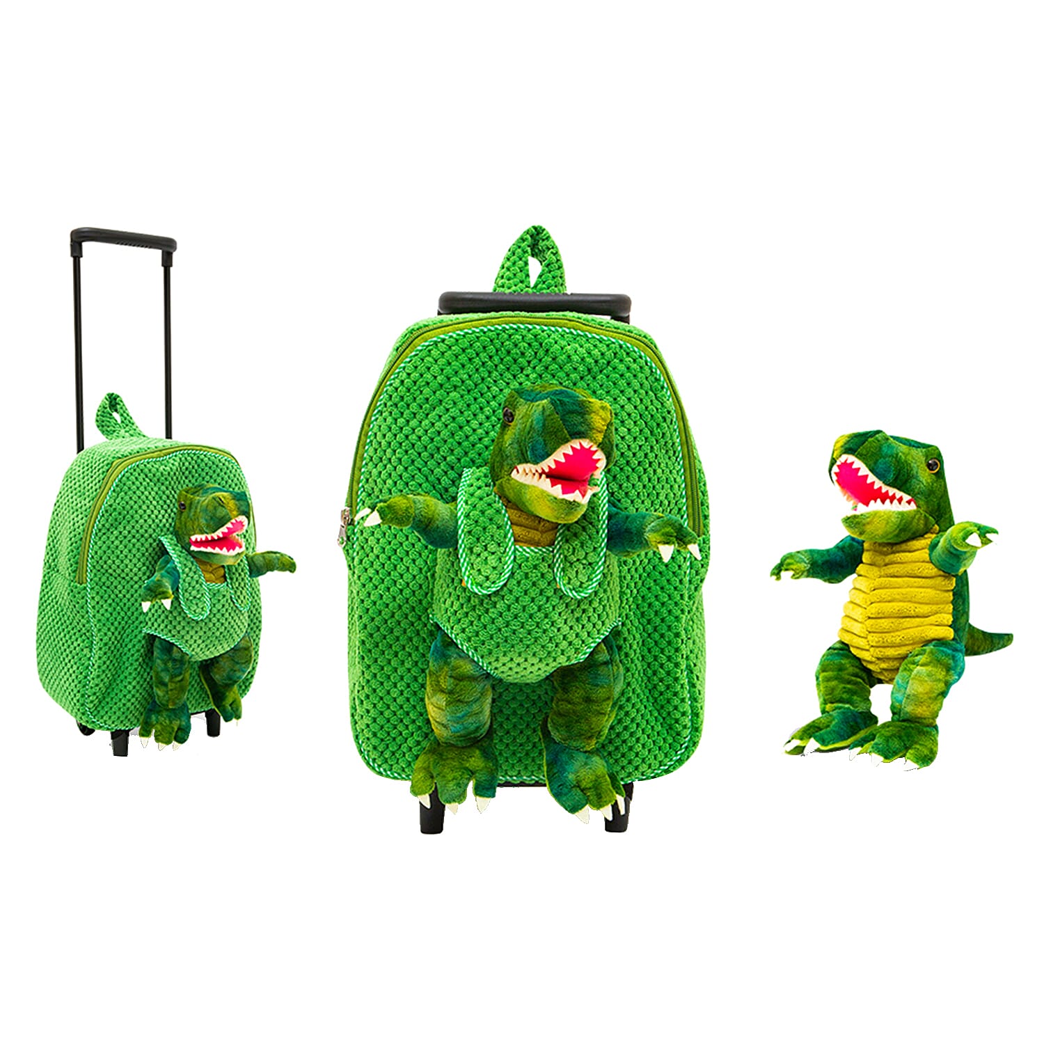 Close Out Deal - Plush Dinosaur Trolley Backpack - Green