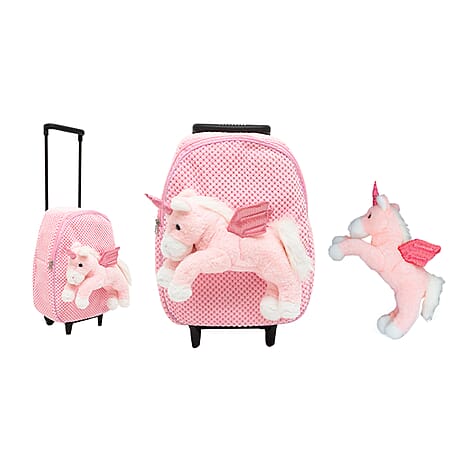 Close Out Deal - Plush Unicorn Trolley Backpack - Pink