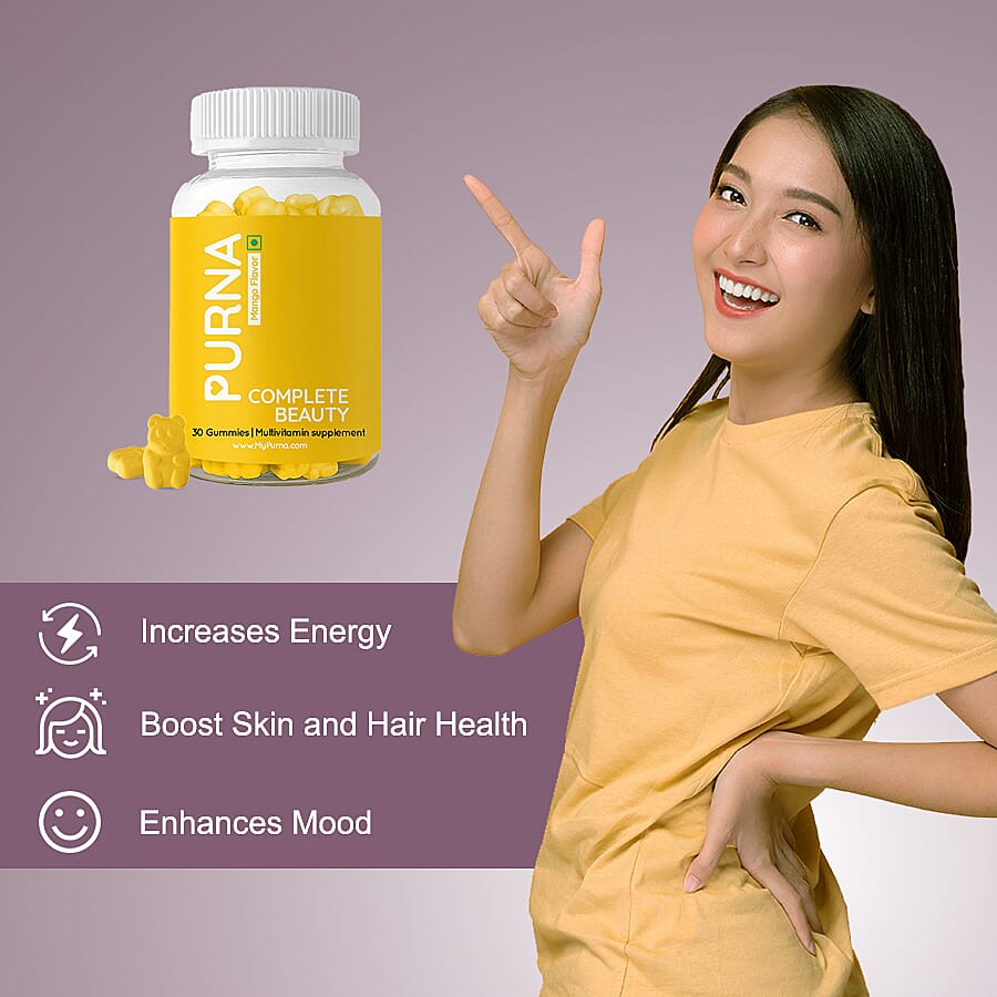 PURNA: Complete Beauty Multivitamin 30 Gummies for Adults & Kids - Mango