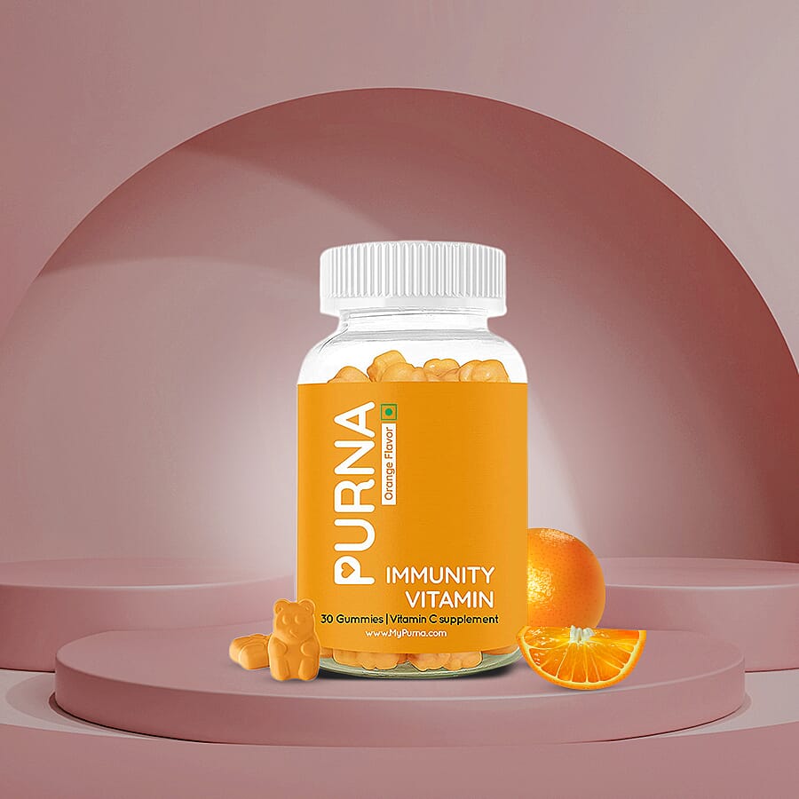 PURNA: Bright Skin Vitamin C 30 Gummies for Adults & Kids - Immunity Orange