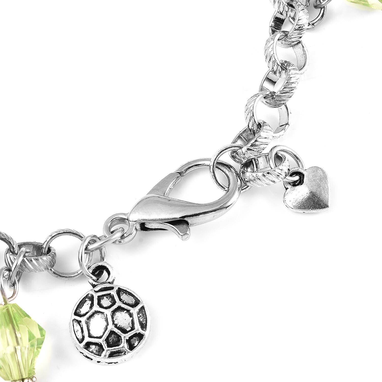 STRADA Japanese Movement Multi Colour Murano Beads Water Resistant Adjustable Charms Bracelet Watch (Size Upto 9) in Silver Tone