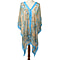 Poncho Style Summer Beach Covering in Light Blue and Brown (One Size; Length 76 cm)
