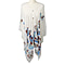 Poncho Style Summer Beach Covering in White and Multi (One Size; Length 76 cm)