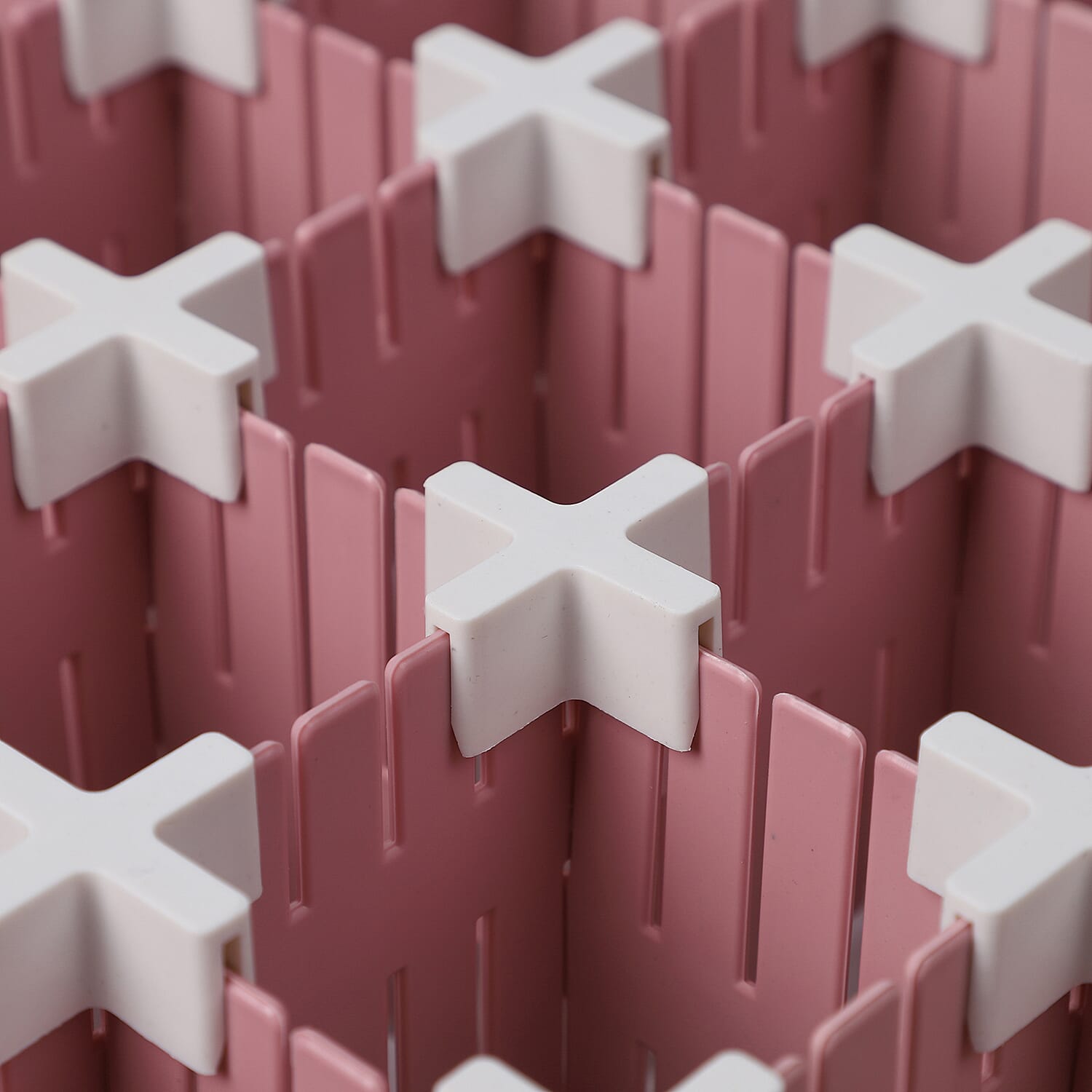 Set of 12 - DIY Plastic Grid Drawer Dividers (Size 36X7cm) - Pink