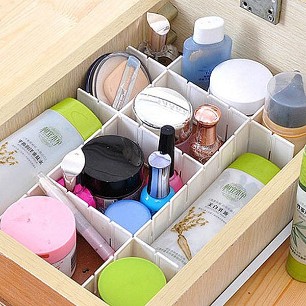 Set of 12 DIY Plastic Grid Drawer Dividers Oraniser (Size 36X7cm) - White