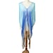Poncho Style Summer Beach  Covering in Light Blue and Beige (One Size; Length 76 cm)
