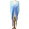 Poncho Style Summer Beach  Covering in Light Blue and Beige (One Size; Length 76 cm)