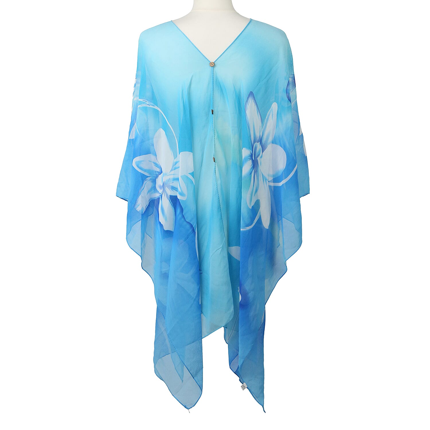 Poncho Style Summer Beach Covering in Turquoise (One Size; Length 76 cm)
