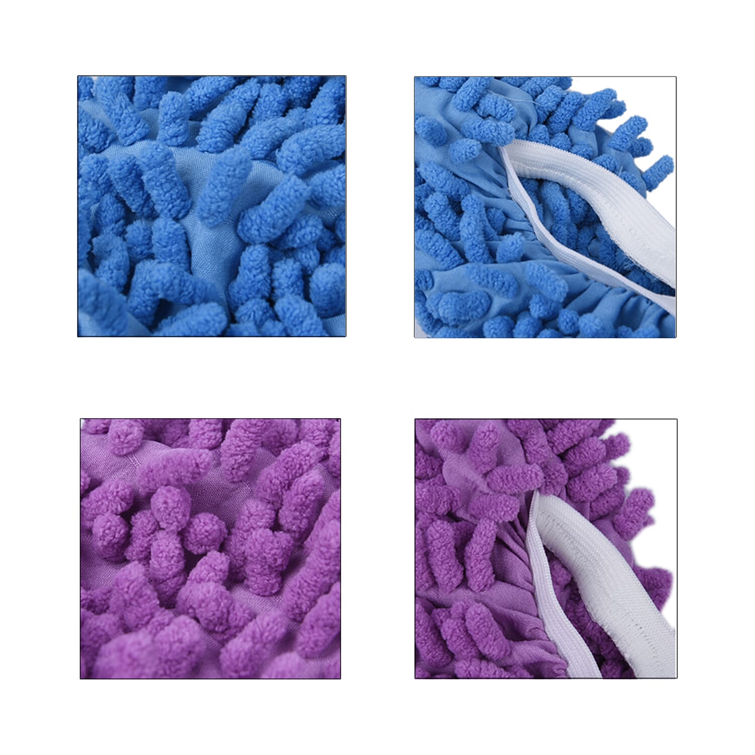 Set of 2 Pairs Mop Slippers (Size 20x10) - Purple & Blue