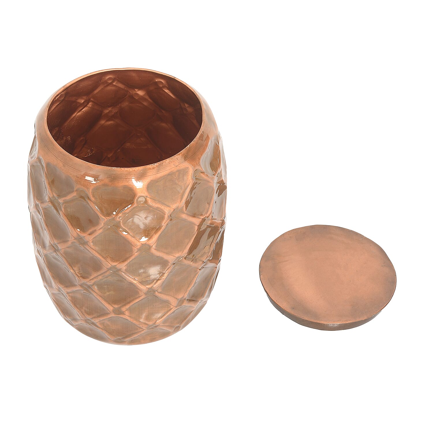 Antique Hammered Pattern Bronze Finished Stool with Storage (Size 14x11x11 Cm)