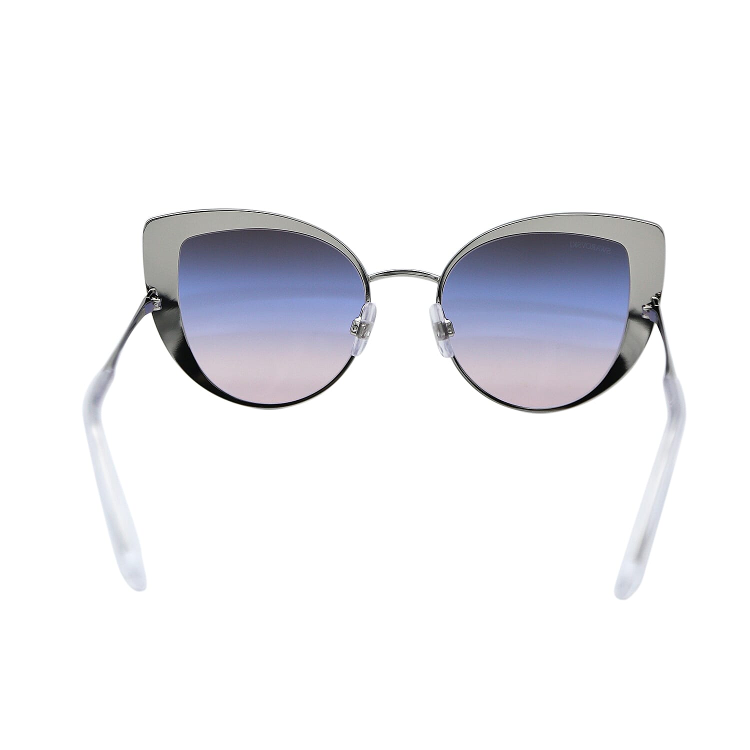 Womens Cat Eye Sunglasses with Silver Colour Crystal Encrusted Lenses