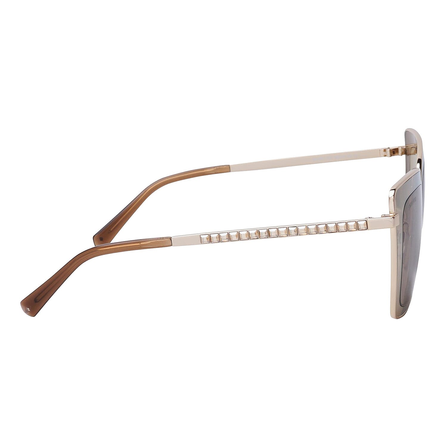 Designer - Crystal Studded Square Sunglasses with Brown Lenses and  Encrusted Temples