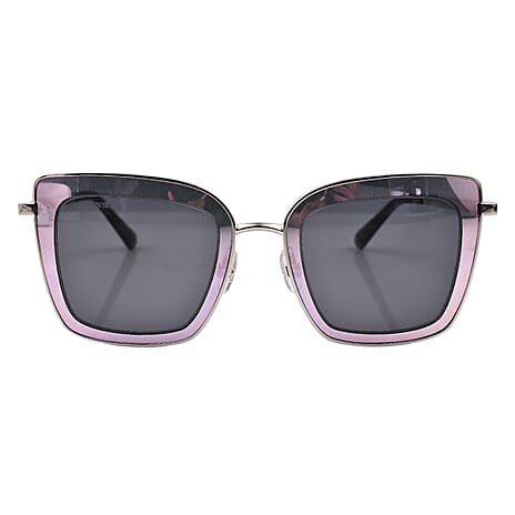 Designer - Crystal Studded Square Sunglasses with Grey Lenses