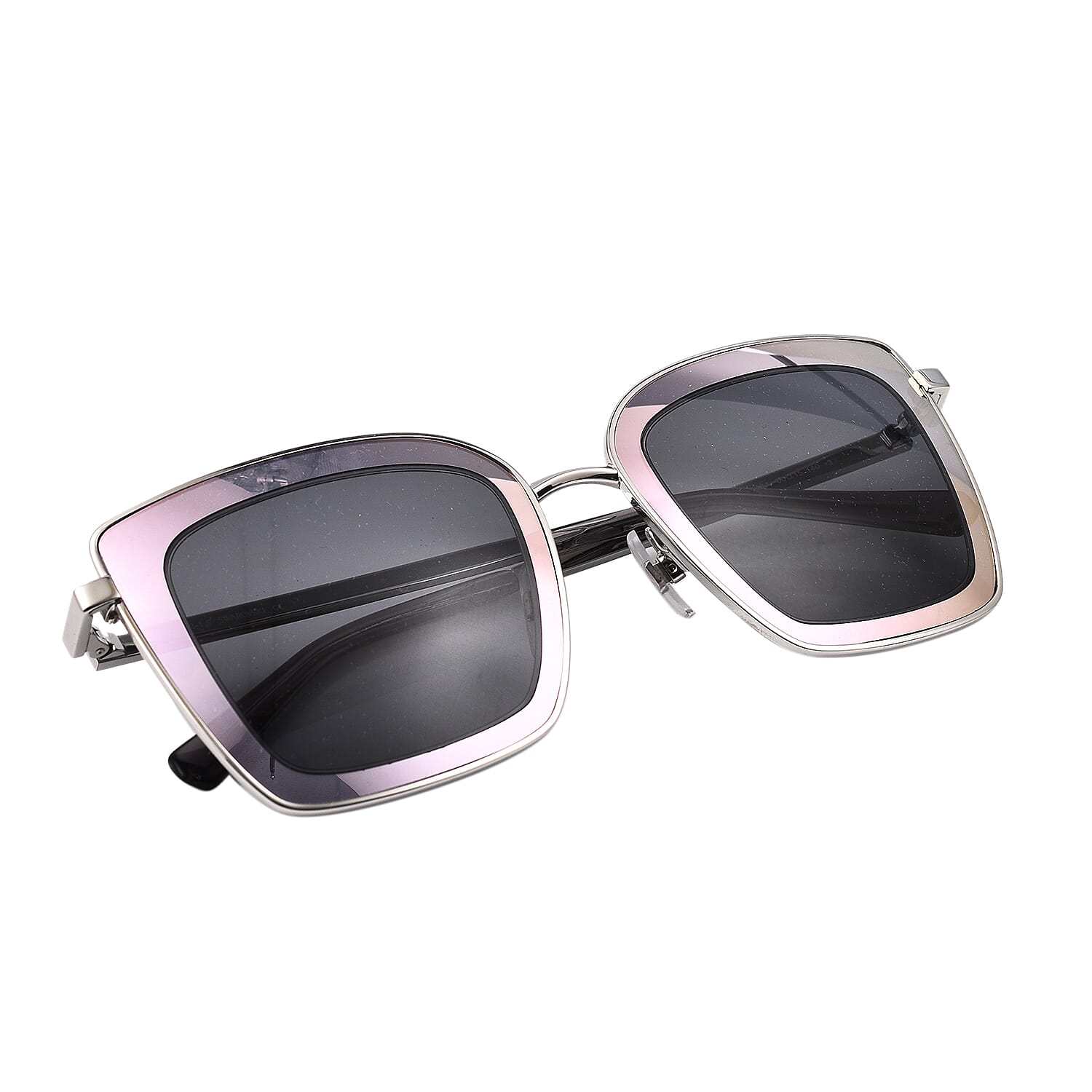 Designer - Crystal Studded Square Sunglasses with Grey Lenses
