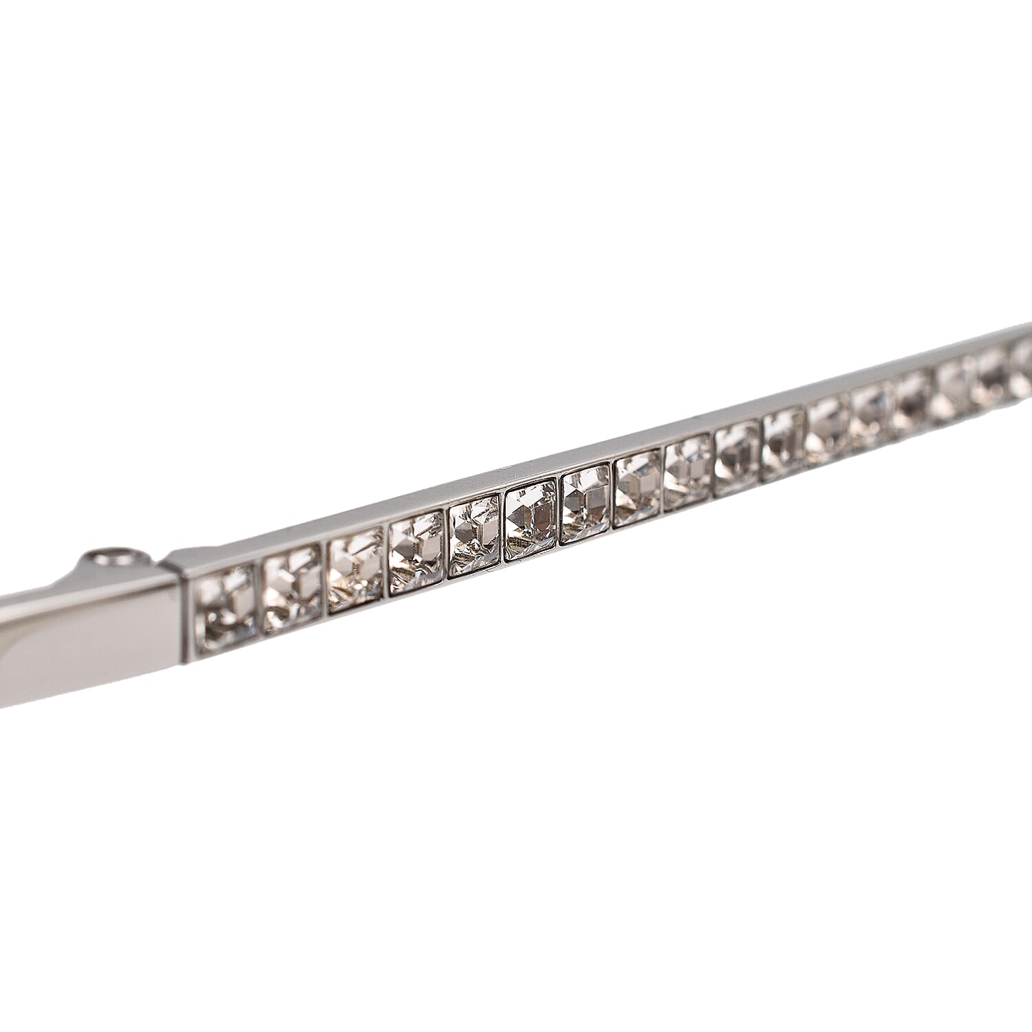 Designer - Crystal Studded Square Sunglasses with Grey Lenses