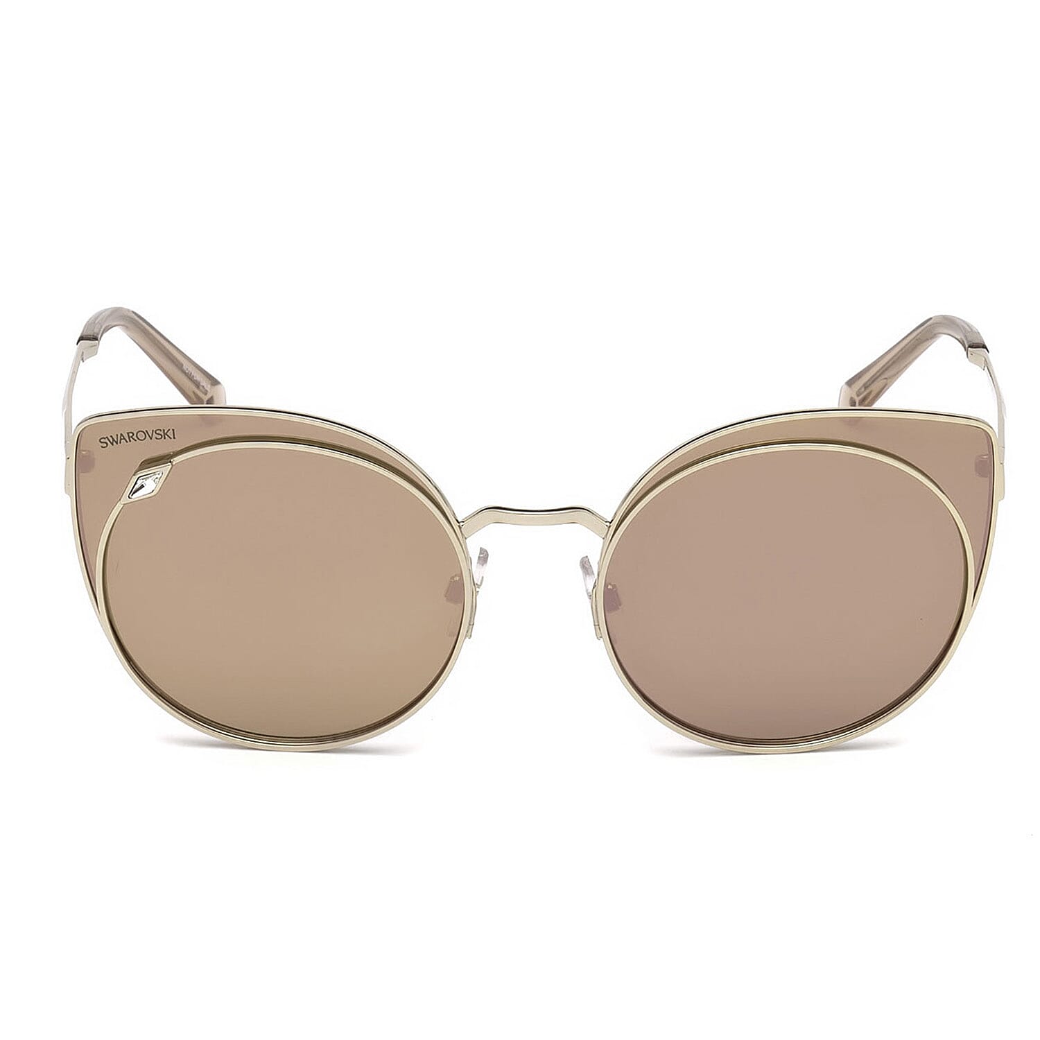 Womens Retro Rimless Gold Sunglasses with Beige Lenses