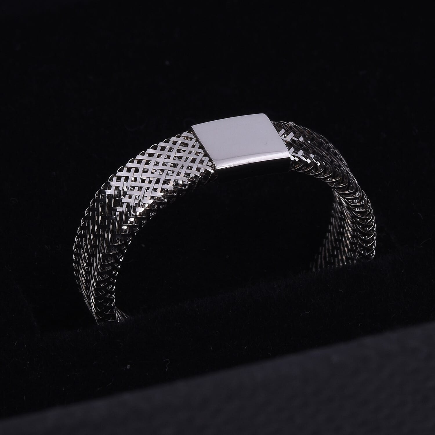 Italian Made - 9K White Gold Stretchable Ring (Size Large) (Size P to U)