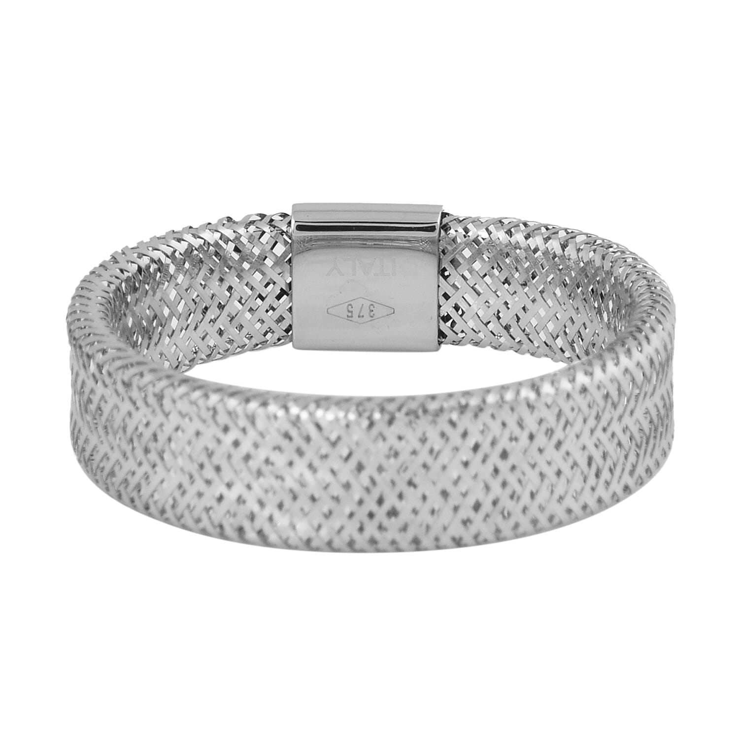 Italian Made - 9K White Gold Stretchable Ring (Size Large) (Size P to U)