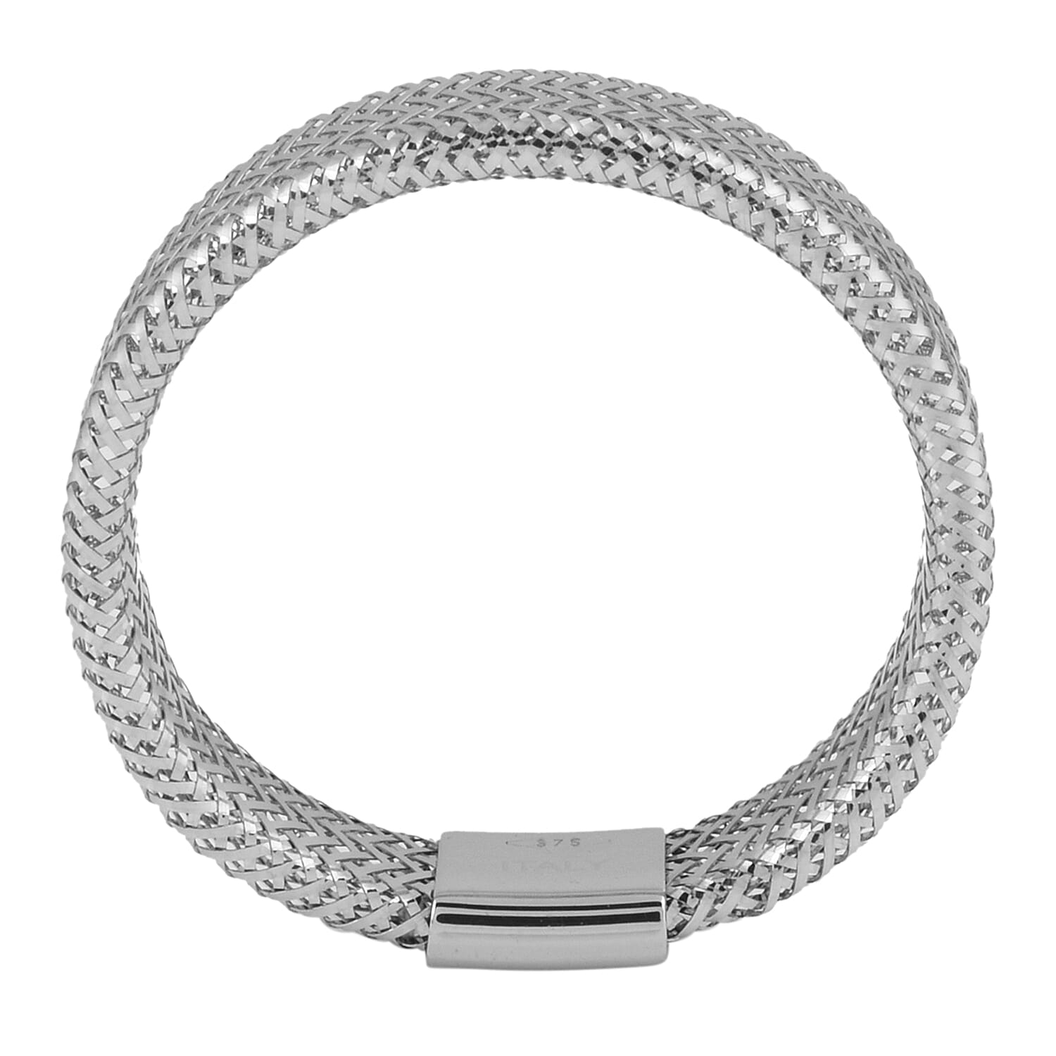 Italian Made - 9K White Gold Stretchable Ring (Size Large) (Size P to U)