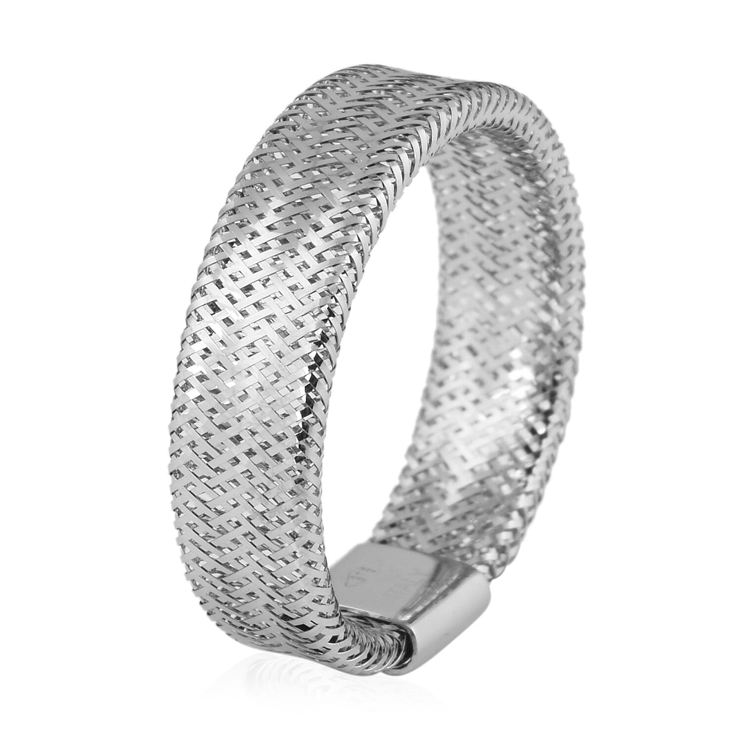 Italian Made - 9K White Gold Stretchable Ring (Size Large) (Size P to U)