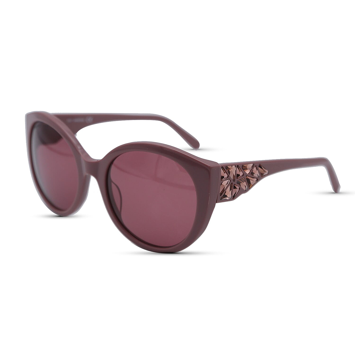 SWAROVSKI Oversized Sunglasses with Pink Lenses and Temples Adorned