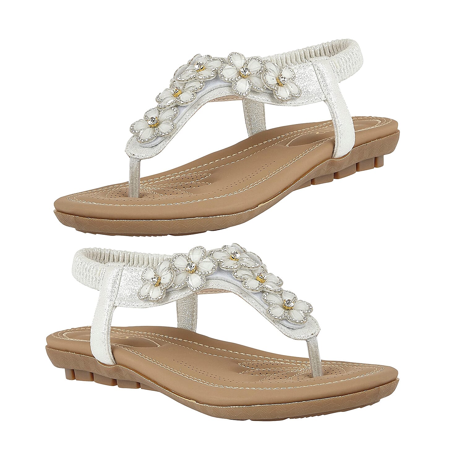 Lotus Daisy White Flat Toe-Post Sandals (Size 3)