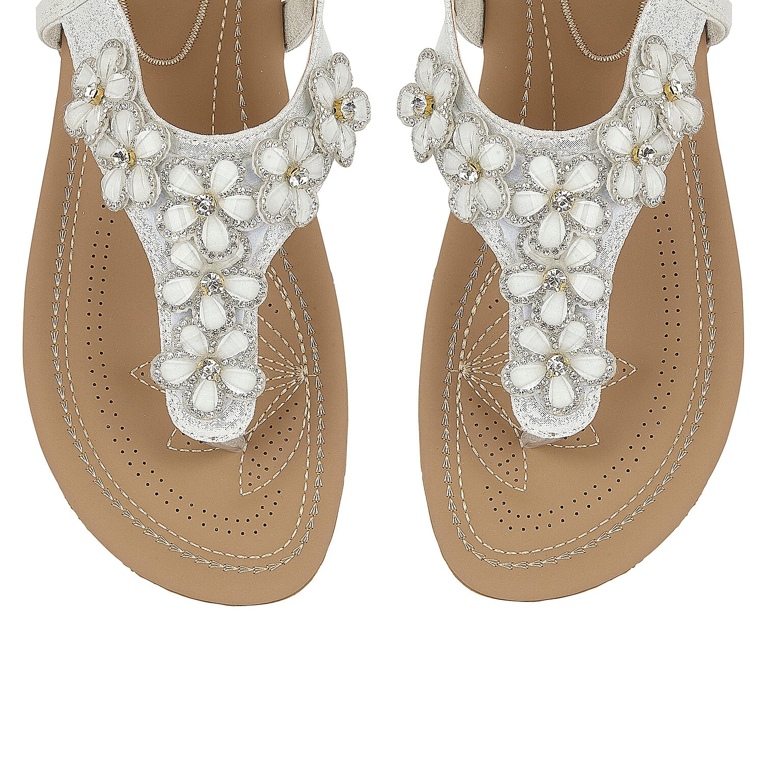 Lotus Daisy White Flat Toe-Post Sandals (Size 3)