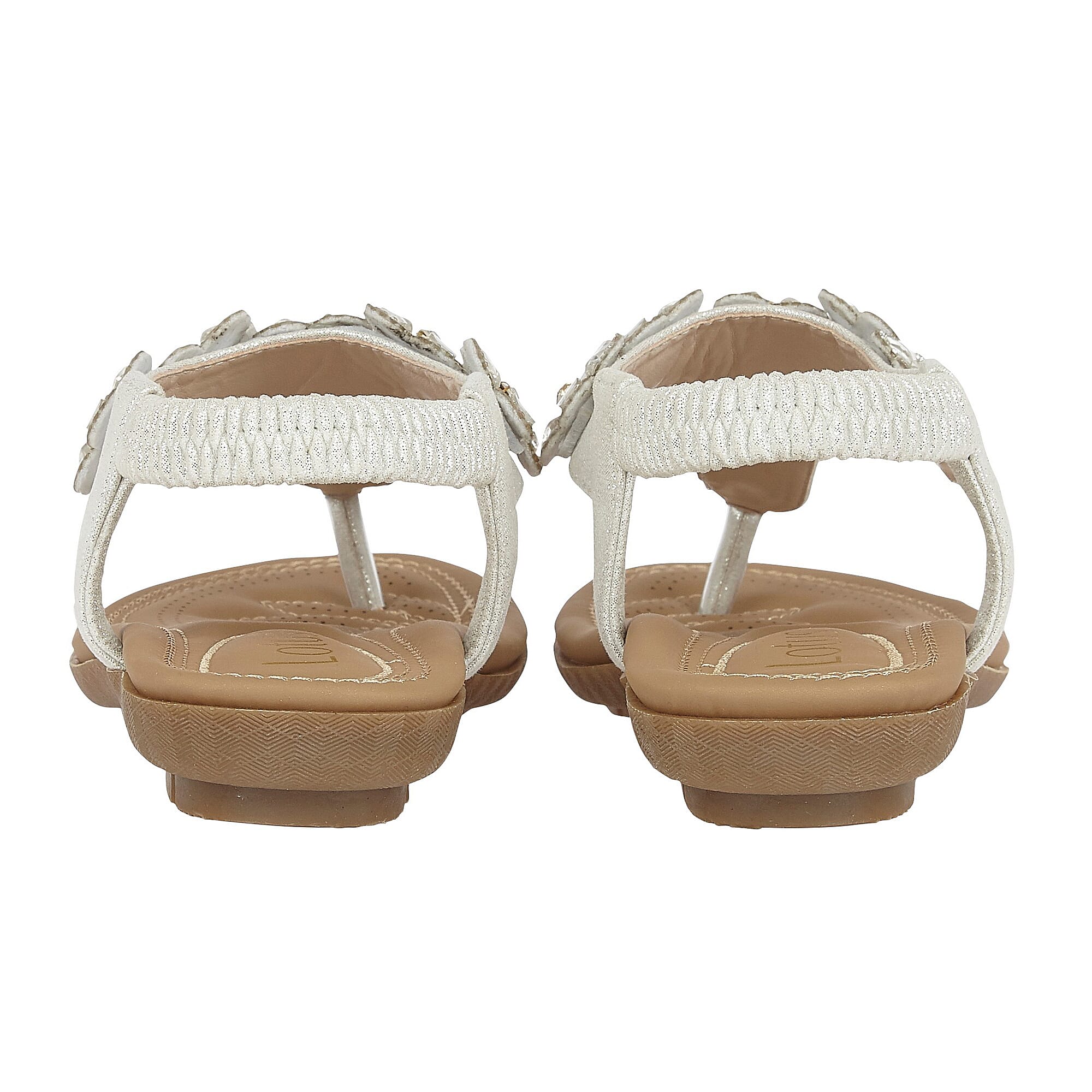 Lotus Daisy White Flat Toe-Post Sandals (Size 3)