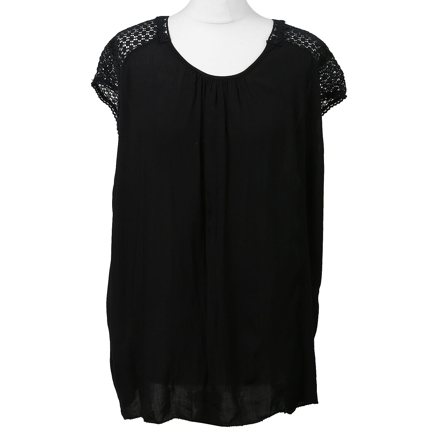 Lightweight Ladies Top with Butterfly Lace Back in Black (Size One; 60x75cm)