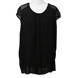 Lightweight Ladies Top with Butterfly Lace Back in Black (Size One; 60x75cm)