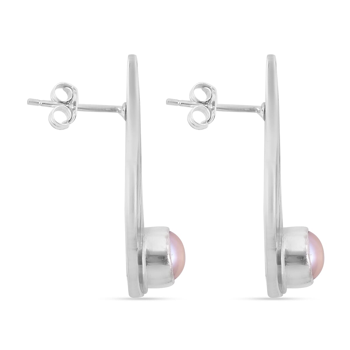 Sajen Silver Oceana Collection - Pink Freshwater Pearl and Abalone Shell Earrings (with Push Back) in Sterling Silver
