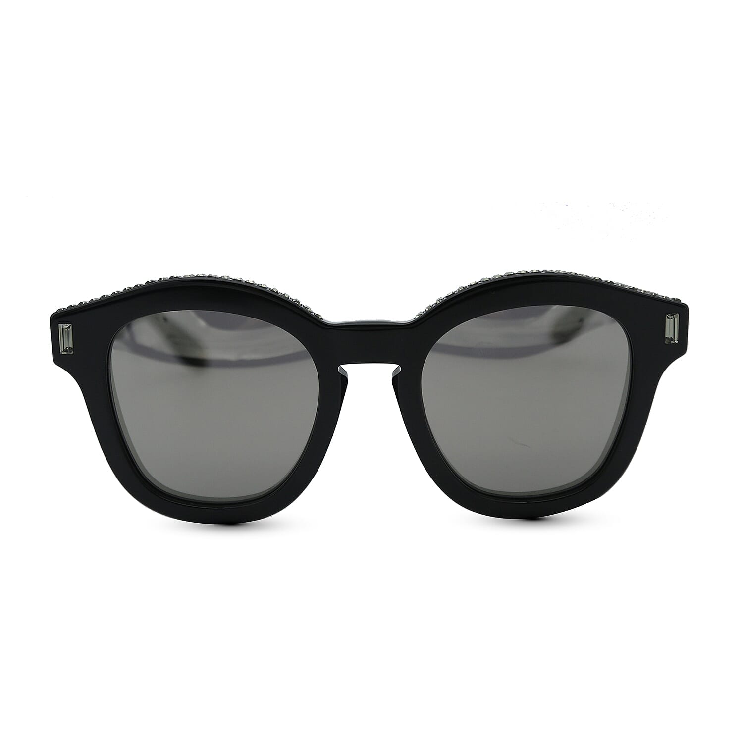 GIVENCHY Womens Square Black Sunglasses with Mirror Lenses Pearl Studded Top