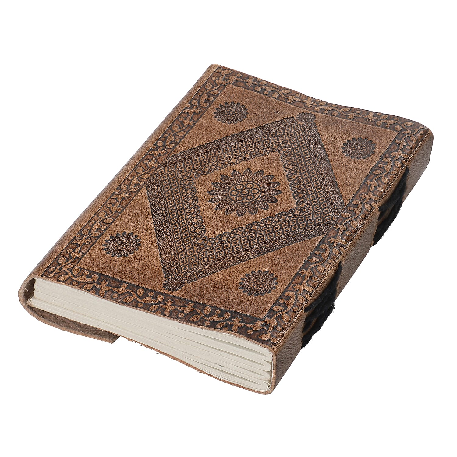 Handcrafted Camel Embossed Leather Journal with Wooden Pen (18x13 cm)