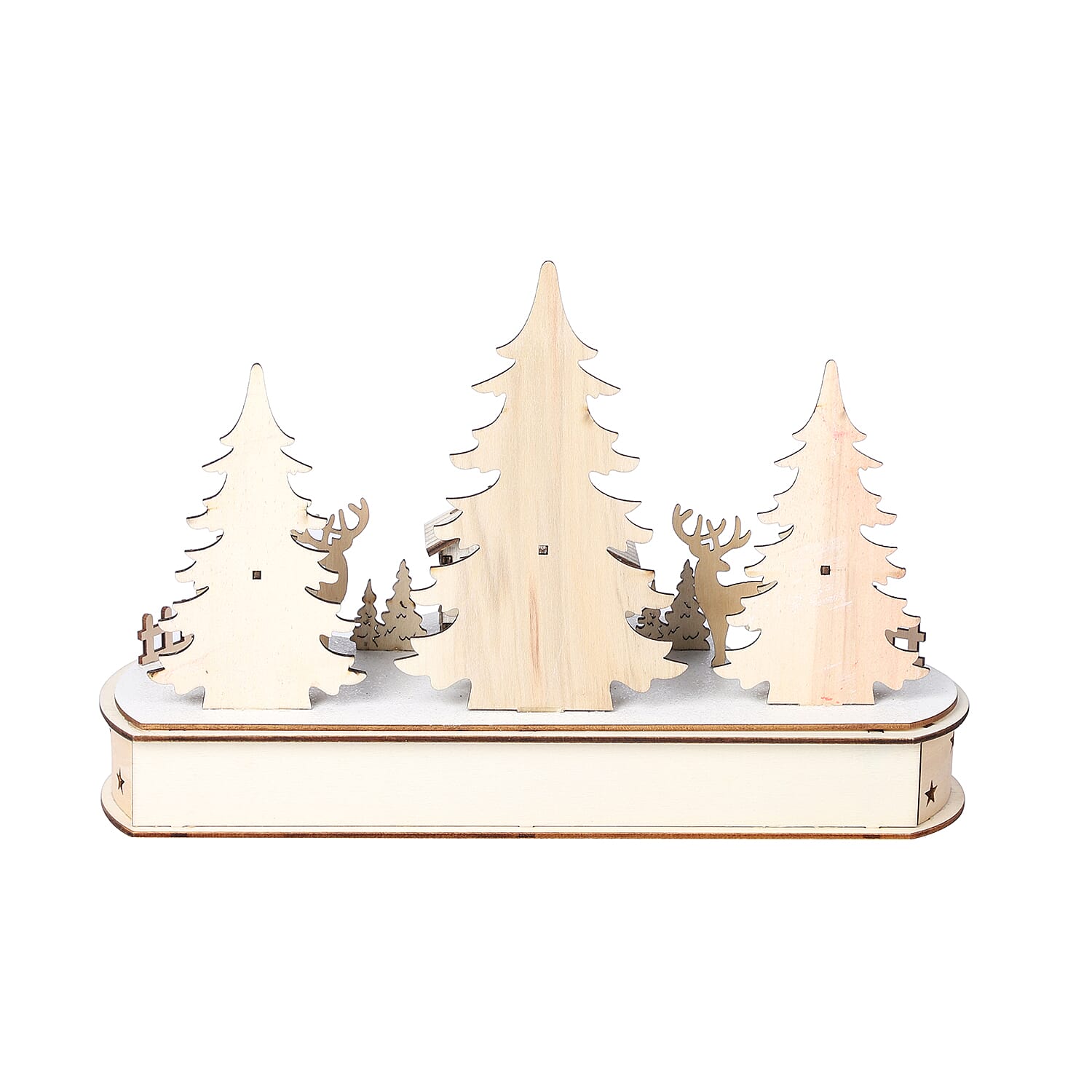 Christmas Decorative- Christmas Trees and Deer Wooden House LED Lights (Size 30x14x20cm)