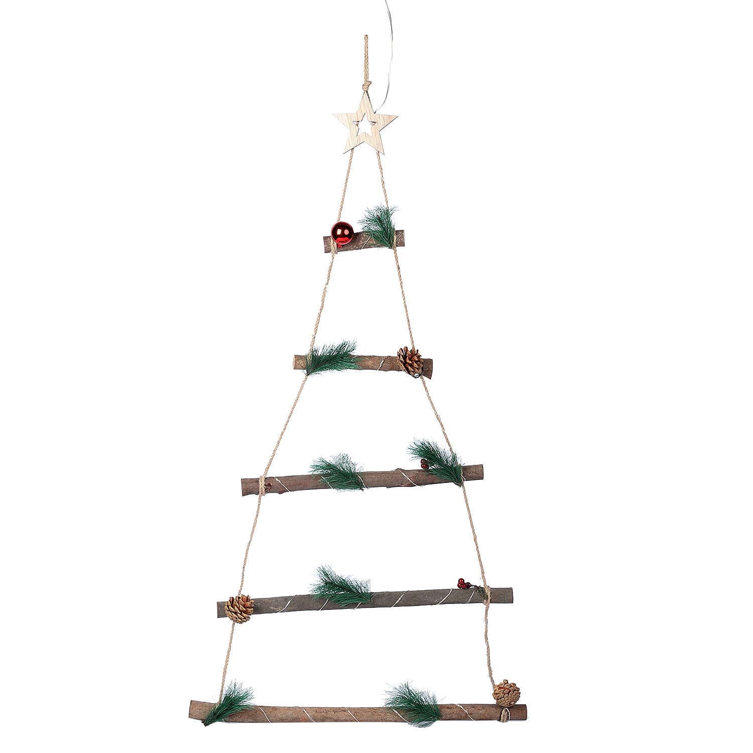 Christmas Decorative - Hanging Triangle Trees LED Lights (Size 87x43 Cm) - Green, Red & Brown