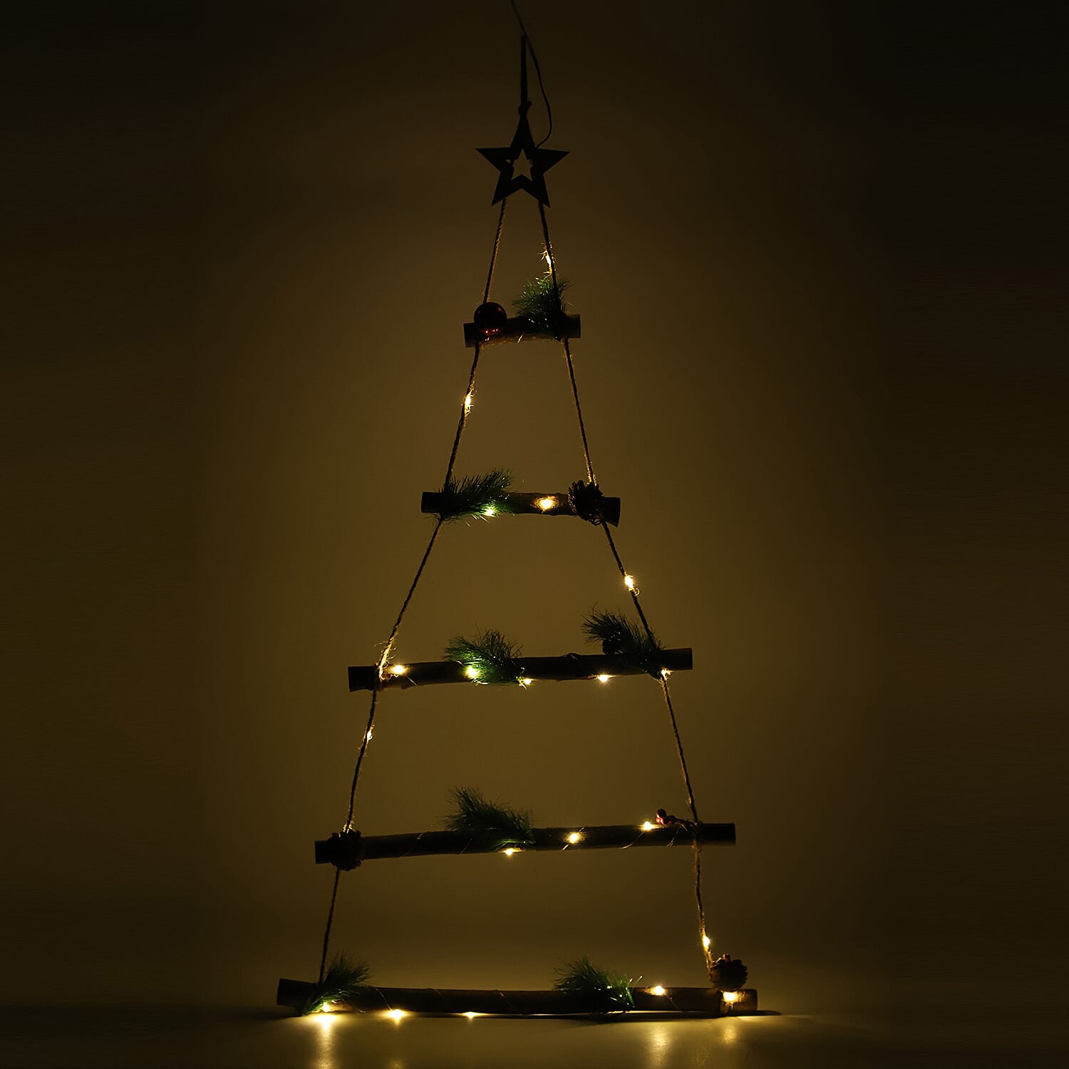 Christmas Decorative - Hanging Triangle Trees LED Lights (Size 87x43 Cm) - Green, Red & Brown