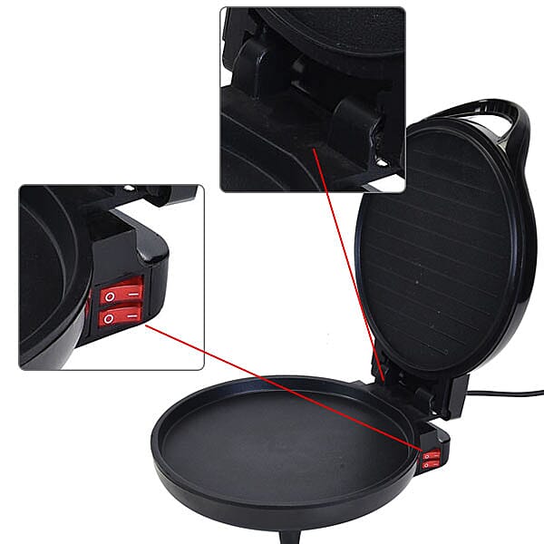 HOMESMART Multifunctional Grill- Multicooker, Pizza Pan, Pancake Maker (Size 32x28x13cm) - Black