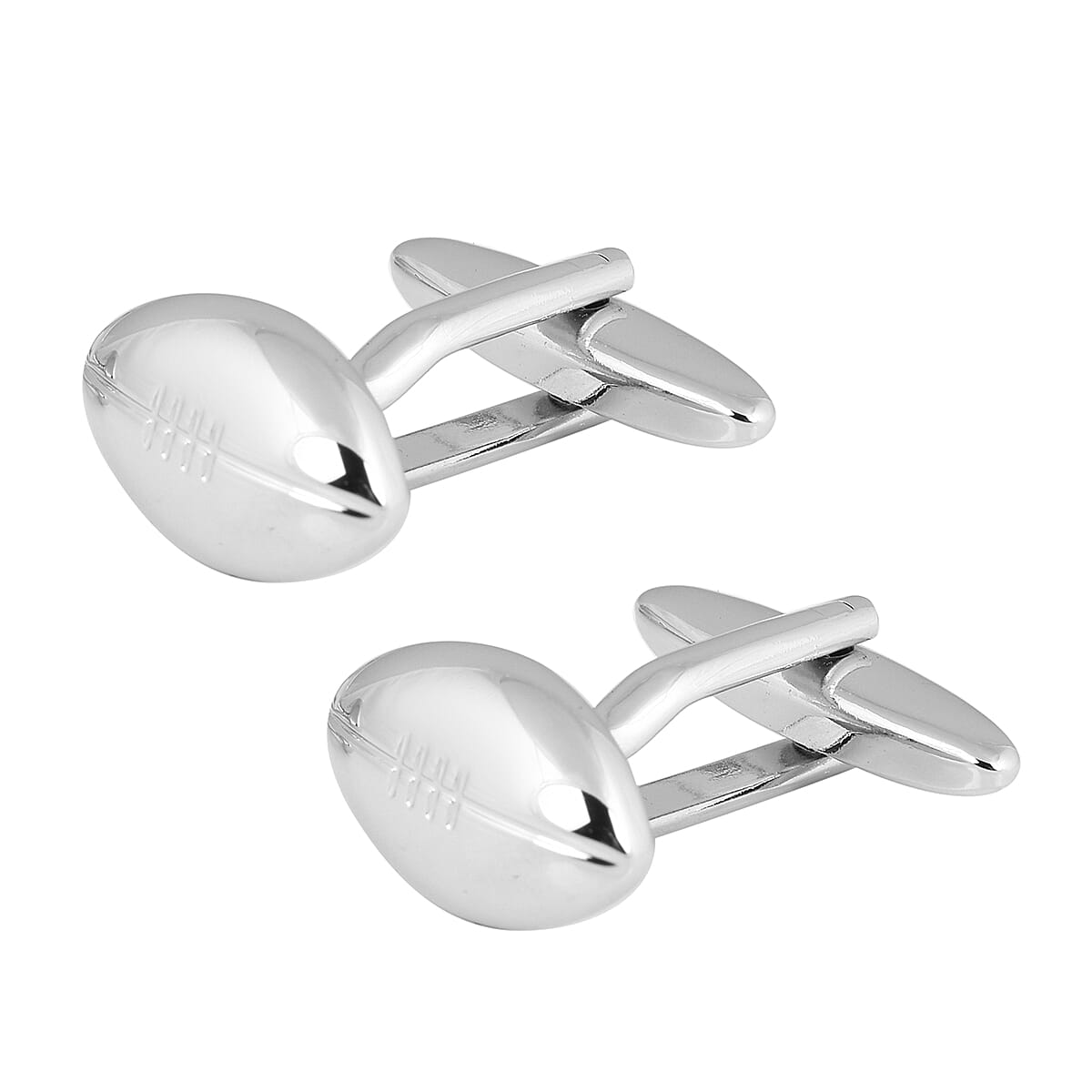 HARVEY MAKIN Pair of Rugby Ball Cufflinks in Gift Box - Silver