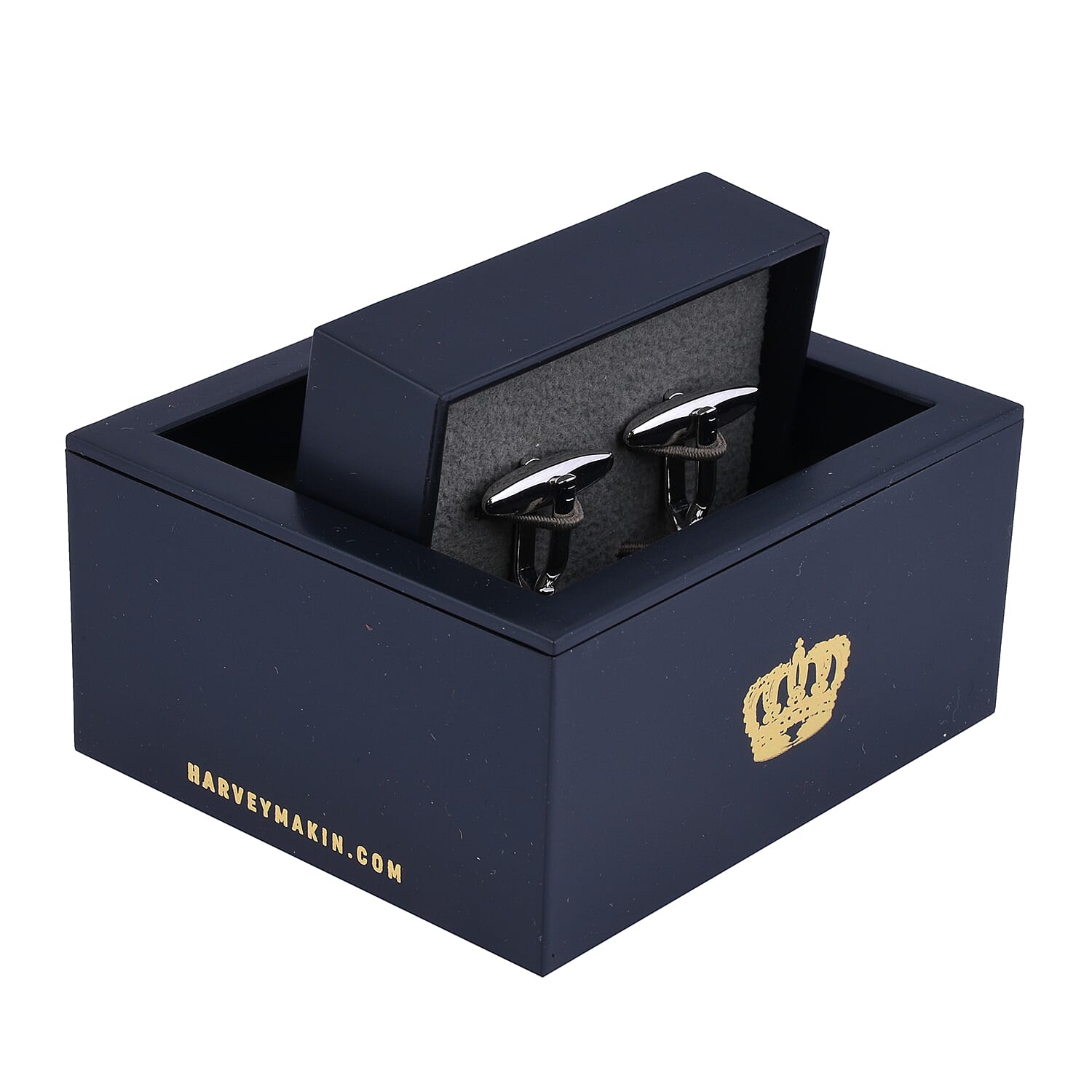 HARVEY MAKIN Pair of Rugby Ball Cufflinks in Gift Box - Silver