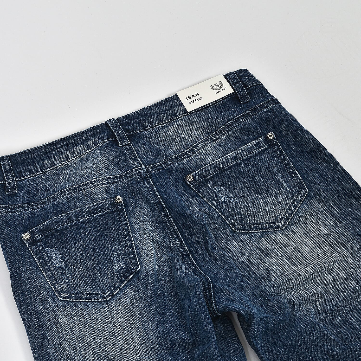 Mid Rinse Blue Floral Diamante Embellished High Waist Jeans (Size 10)