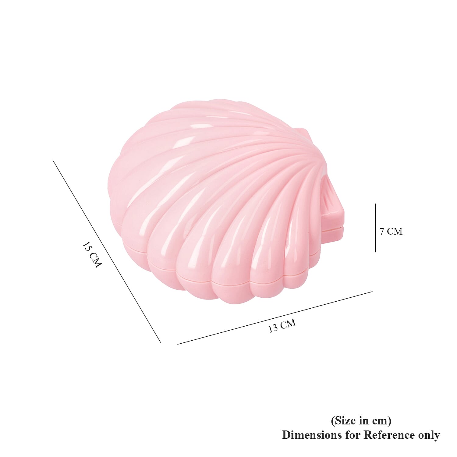 Seashell Music Mirror Jewellery Box with LED Light Size 15x13x7 Cm - Dark Pink