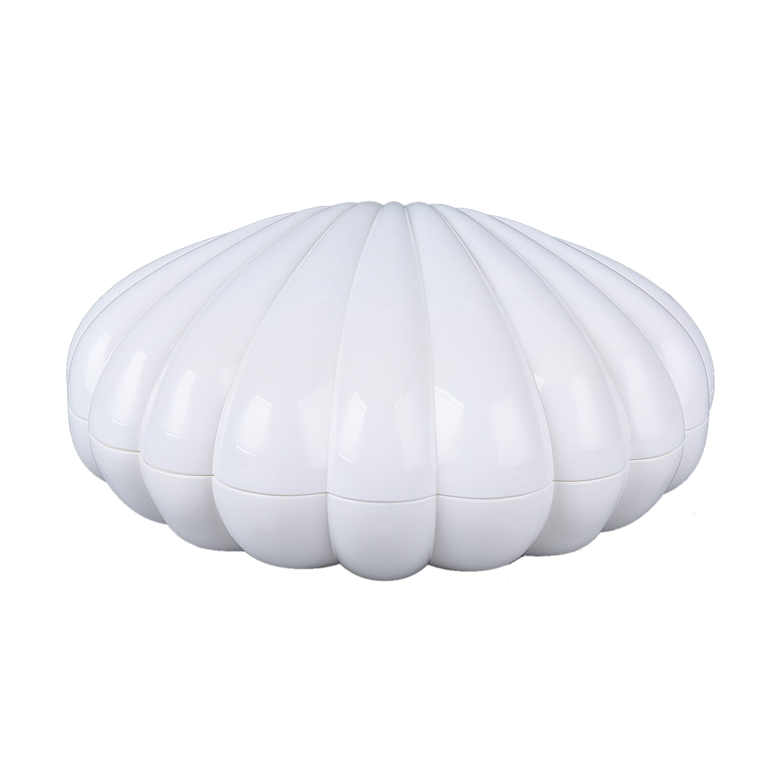 Seashell Music Mirror Jewellery Box with LED Light (Size 15x13x7 Cm) - White