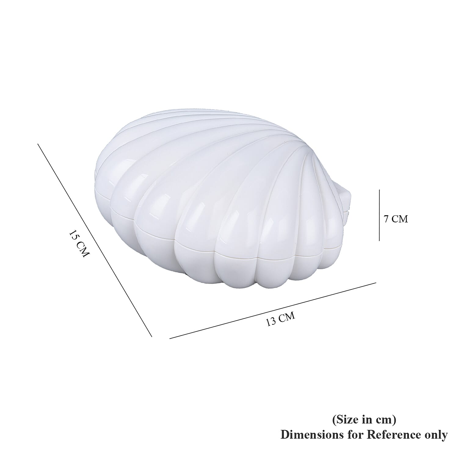 Seashell Music Mirror Jewellery Box with LED Light (Size 15x13x7 Cm) - White