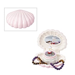 Seashell Music Mirror Jewellery Box with LED Light Size 15x13x7 Cm - Dark Pink