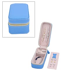 Portable Mini Travel Jewellery Box with Anti Tarnish Lining and Zipper Closure - Black