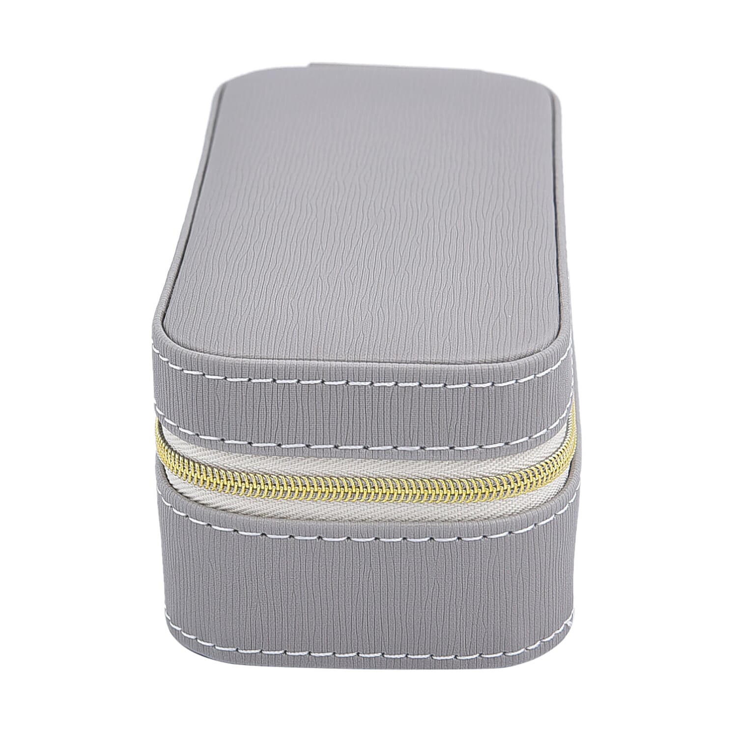 Portable Mini Travel Jewellery Box with Anti Tarnish Lining and Zipper Closure (Size 15x7x5 Cm) - Grey